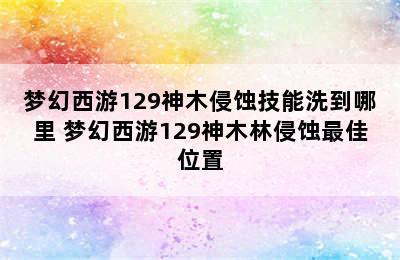 梦幻西游129神木侵蚀技能洗到哪里 梦幻西游129神木林侵蚀最佳位置